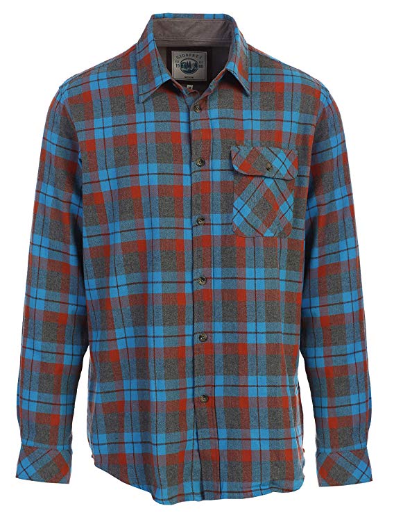 Gioberti Men's Long Sleeve Flannel Shirt with Corduroy Contrast