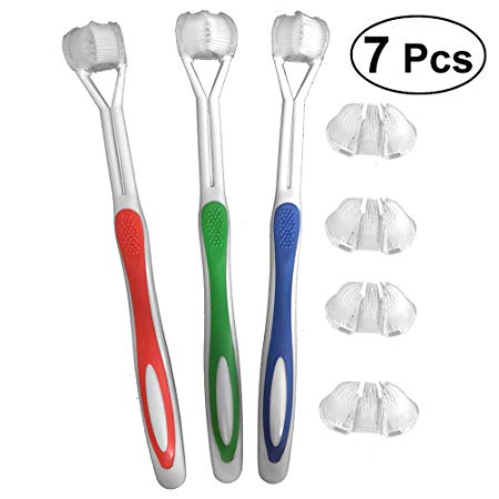 SUPVOX 7PCS 3 Sided Toothbrushs Adult Manual Toothbrushes Soft Bristle Tooth Brush for Adult
