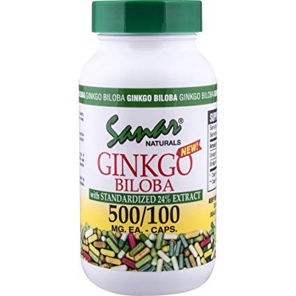Sanar Naturals Ginkgo Biloba Extract 500mg, 100 count - Supports Memory, Brain Booster, Healthy Nerve Cell Function