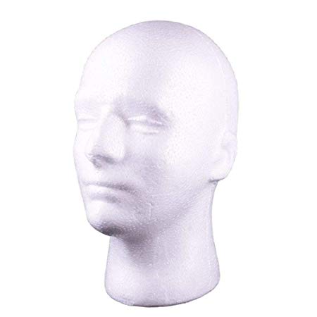 Bluelans Male Styrofoam Wig Head Mannequin Hats Glasses Foam Mannequin (White)