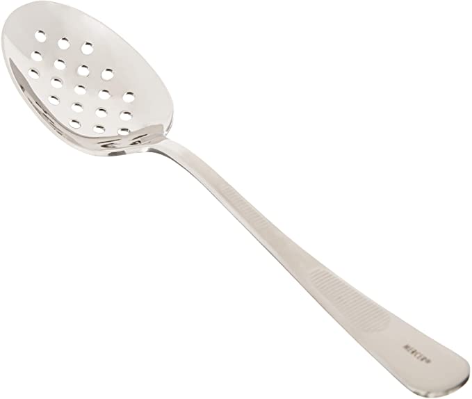 Mercer Culinary Plating Spoon, Perforated Bowl, 7 7-8 Inch, Silver