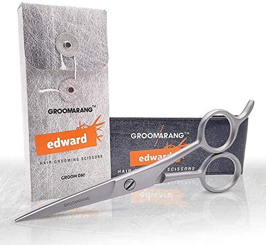 Hairdressing Scissors Groomarang ‘Edward’ Barber Scissors - Professional Hair Cutting Scissor for Hair & Beard Styling, Trimming & Grooming - Made from German Stainless Steel