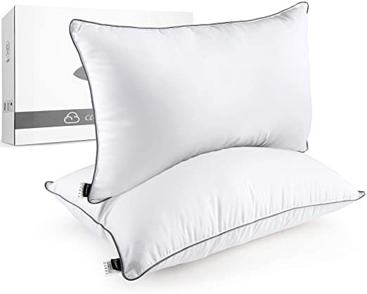 HOKEKI Bed Pillows for Sleeping, Queen Size (20X30) Set of 2 with Luxury Hotel Collection Quality, Down Alternative Hypoallergenic Gel Fluffy Cooling Pillow for Back, Stomach, and Side Sleepers, White