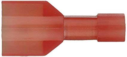 Install Bay RNMD250F Fully Insulated Nylon Male Connector 22/18 Gauge .250, Red (100-Pack)