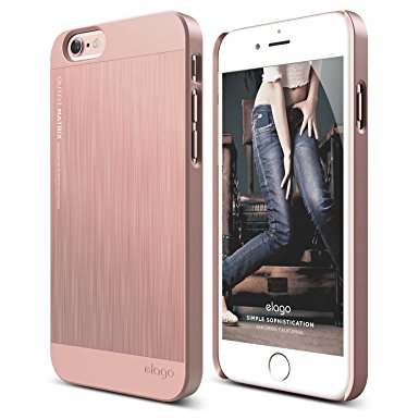 iPhone 6S Case, elago [Outift Matrix][Rose Gold] - [Premium Hybrid Construction][Brushed Aluminum][Spark Design Award] - for iPhone 6/6S