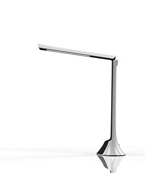 Lustrat Eye - Caring LED Desk Lamp for Home or Office, Innovative Adjustable/Stepless Touch Dimmer, Rechargeable Battery, Portable Table Lamp, Bright Night Light (Black and White)