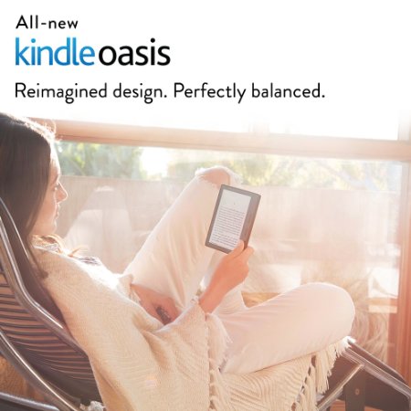 All-New Kindle Oasis with Black Leather Charging Cover, 6'' High-Resolution Display (300 ppi) with Built-in Light, Wi-Fi