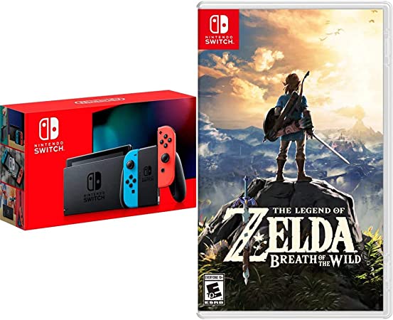 Nintendo Switch with Neon Blue and Neon Red Joy‑Con - HAC-001(-01) & The Legend of Zelda: Breath of the Wild - Nintendo Switch