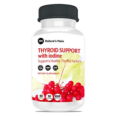 Thyroid Support Energy Pills ǀ Iodine Supplement & Metabolism Booster for Weight Loss, Brain Fog & Nature Throid with Adaptogens Ashwagandha, L-Thyrosine & Selenium Supplements ǀ 60 Capsules