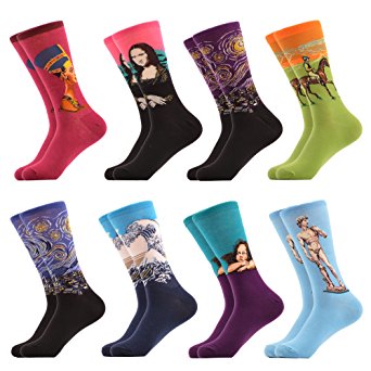 WeciBor Men's Funny Casual Combed Cotton Novelty Colorful Crazy Socks Pack