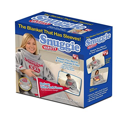 Snuggie Fleece Blanket with Sleeves, Varsity