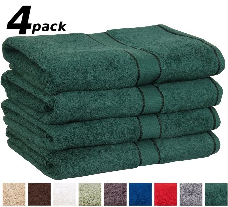 Premium Cotton Bath Towels 4 Pack Green - 30 Inch x 56 Inch 100 Ringspun Cotton for Maximum Softness and Absorbency - by Utopia Towels