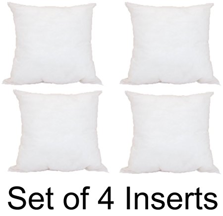 Set of 4 - Pillowflex Premium Indoor / Outdoor Polyester Pillow Form Insert Hypoallergenic Stuffer (17 x 17 Inches)