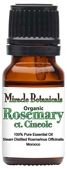 Miracle Botanicals Organic Rosemary Cineole Essential Oil - 100% Pure Rosmarinus Officinalis ct. Cineole - Therapeutic Grade 10ml