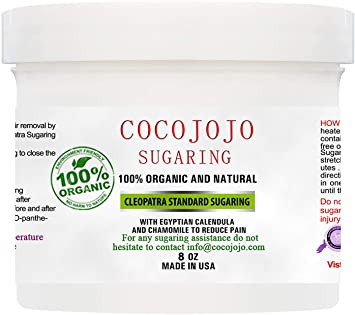 Cocojojo 8 Oz Cleopatra Sugaring Egyptian Sugar Wax Sugaring Hair Removal 100% Natural Paste with Egyptian Calendula and Chamomile - Firm Sugaring for Women and Men