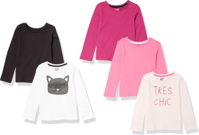 Spotted Zebra Girls and Toddlers' Long-Sleeve T-Shirts, Multipacks