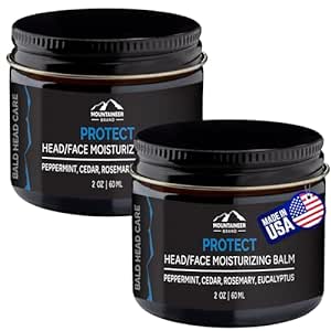 Mountaineer Brand Bald Head Care For Men | Protect Moisturizing and Post-Shave Healing Balm | Non-Greasy Scalp and Face Matte Moisturizer Lotion | Natural Botanical Blend | 2 pack 2oz