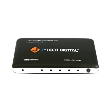 J-Tech Digital JTD0104/4K Most Advanced 4 Ports HDMI 1X4 Powered Splitter Support Ultra HD 4K 3840 A 2160 Resolution and 3D