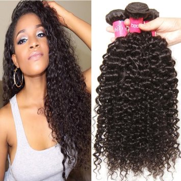 Longqi Hair Virgin Brazilian Curly Hair Weave 3 Bundles 18 20 22inch 100% Unprocessed Virgin Human Hair Extensions 95-100/pc Natural Color
