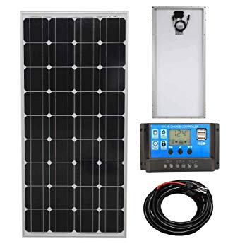 100W Mono Solar Panel Battery Charging Kit with Charger Controller For Caravans, Motorhomes, Boats & Any Flat Surface. K1
