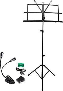 ChromaCast Folding Sheet Music Stand with Carry Bag & Dual Light with Power Adapter (CC-MSTAND-KIT-2)