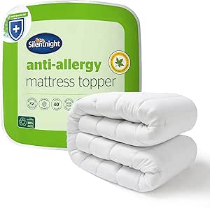 Silentnight Anti-Allergy Double Mattress Topper - Thick Deep Mattress Pad Protecting Against Allergies and Dust Mites - Hypoallergenic and Machine Washable - Double Bed, White