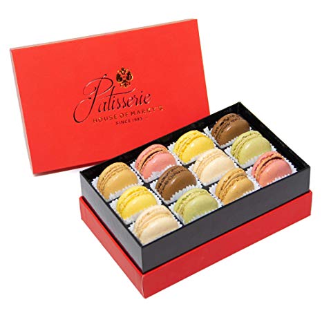 French Almond Macarons Gift Box – 12 pcs – Non GMO, Assorted Macaroons Cookies - Imported From France