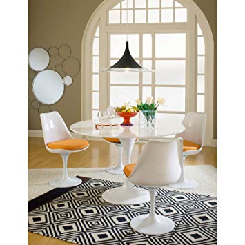 Modway Lippa Mid-Century Modern Upholstered Fabric Swivel Kitchen and Dining Room Chair in Orange