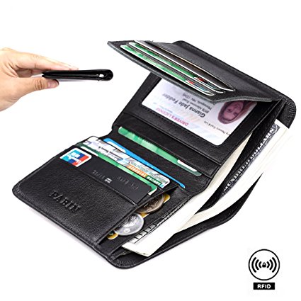 Pabin Mens Wallet Slim RFID Blocking Bifold Wallet for Men Trifold Leather Credit Card Holder