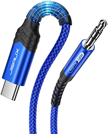 USB C to 3.5mm Audio Aux Jack Cable[3.3ft], JSAUX Type C Adapter to 3.5mm Headphone Stereo Cord Car Compatible with iPad Pro 2018 Google Pixel 2 3 XL, Samsung Galaxy S21 S20 Ultra Note 10 Plus-Blue