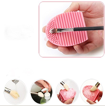 Fullkang 1PC Cleaning Glove Cosmetic Clean Brush Washing Scrubber Board (Pink)