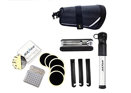 BicycleStore Multi-Function Purpose Bike Bicycle Repair Tool Kit Set with Saddle Bag Bike Mini Pump Tire Inflator Patch Crowbar