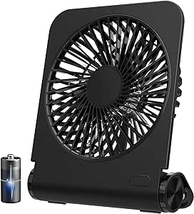 Tischventilator Sehr Leise,EasyAcc Tischventilator Batterie Tragbarer USB Ventilator 2000 Akku 4 Geschwindigkeit Mini Aufladbarem Tragbarer Desk Fan Lüfter für Zuhause Büro Bibliothek Campen