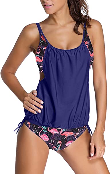 Dokotoo Womens Stripes Lined Up Double Up Tankini Top Sets Swimwear