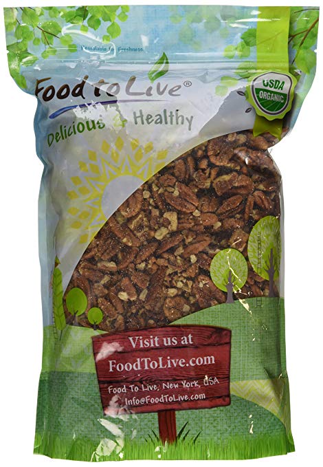 Food to Live Organic Pecans (Raw, No Shell, Kosher) (3 Pounds)