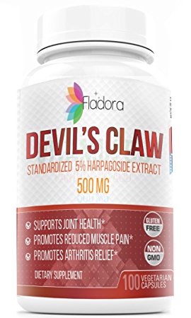 Devil's Claw Root Extract 500mg - 5% Harpagoside Extract - 100 Vegetarian Capsules by Fladora