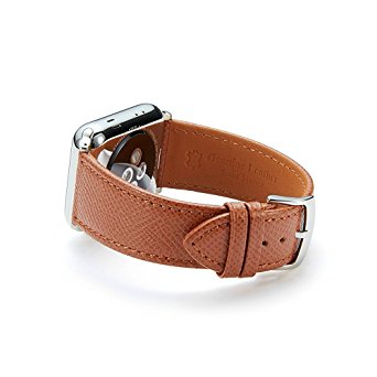 Apple Watch Band, French Epsom Premium Leather Strap with Stainless Steel Clasp for 42mm Apple Watch Models (by SONAMU New York) (Mahogany)