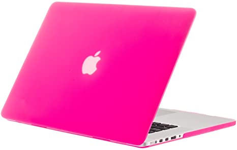 Kuzy - Older MacBook Pro 15.4 inch Case Model A1398 with Retina Display Soft Touch 15 inch Plastic Hard Shell Cover - Neon Pink