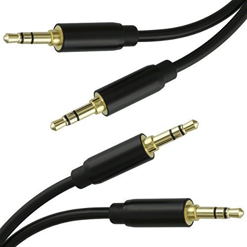 Auxiliary Cable 2 Pack 33FT - Shielded Aux Cord - 35mm Male to Male Audio Jacks - Connect Smartphone iPhone Mp3 Player iPod iPad to CarAuto Stereo or Speakers via Aux Audio Ports