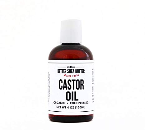 Organic Castor Oil - Cold Pressed, 100% Pure, Hexane-free - Stimulate Growth for Eyelashes, Eyebrows, Hair - Add to DIY Lip Balms to Soften Lips - 4 oz - by Better Shea Butter