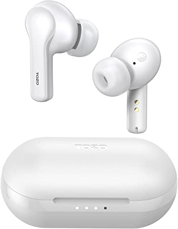 TOZO A2 Mini Wireless Earbuds Bluetooth 5.3 in Ear Light-Weight Headphones Built-in Microphone, IPX5 Waterproof, Immersive Premium Sound Long Distance Connection Headset with Charging Case, White