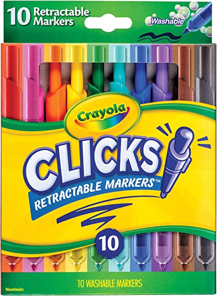 Crayola Washable Markers with Retractable Tips, Clicks, School Supplies, Art Markers, 10 Count