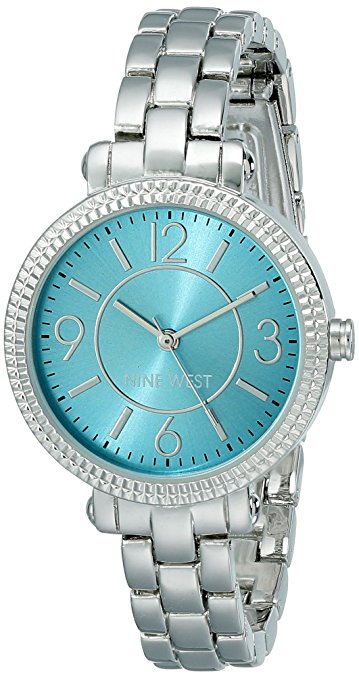 Nine West Women's NW/1697TLSB Teal Sunray Dial Silver-Tone Bracelet Watch