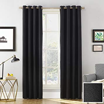 Sun Zero Baxter Theater Grade Extreme 100% Blackout Curtain Panel, 52" x 95", Black