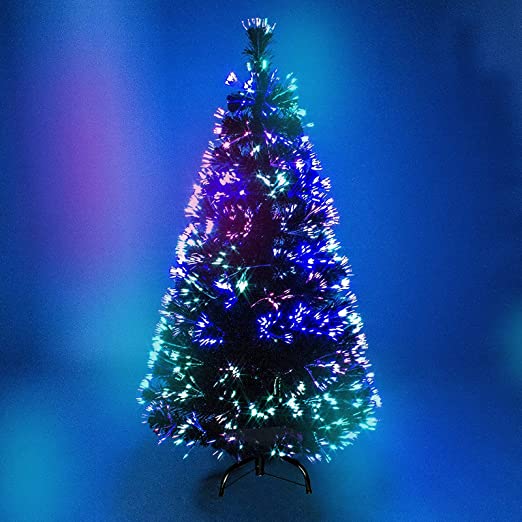 FunkyBuys Tall Fibre Optic Christmas Xmas Tree w/Multicolor Tips (Green 6ft)