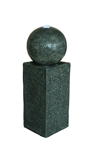 29" Floating Sphere Pedestal Fountain W/LED: Outdoor Water Feature, Garden Fountain, Patio Fountain. Exceptional Water Fountain for All Outdoor Spaces