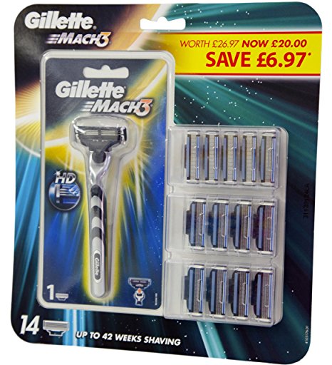 Gillette Mach 3 Big Pack - Razor and Razor Blades (14 Total Razor Blades)