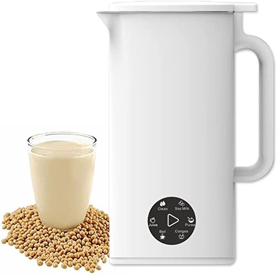 Mini Soybean Milk Maker, Portable Soy Milk Machine with 6 Functions, Juicer Maker, Free Filtering, Self Cleaning and 110V for Household (White-)