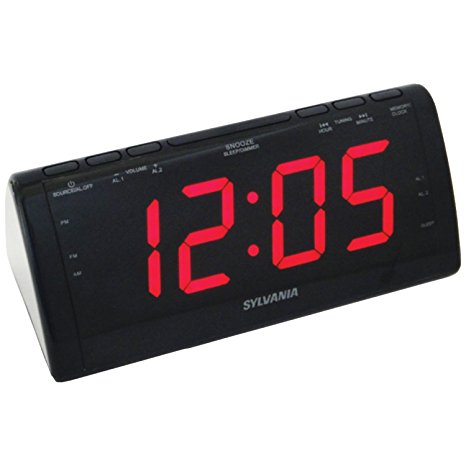 Sylvania SCR1206 Dual Alarm Clock Radio with 1.8-Inch Jumbo Digits