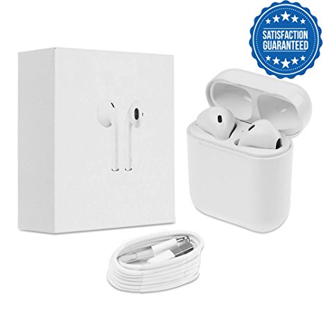 WSCSR Wireless Headphones Bluetooth Earbuds Stereo In-Ear Earpieces Earphones Hands Free Noise Cancelling for iPhone X 8 8plus 7 7plus 6S Samsung Galaxy S7 S8 IOS Android (White)